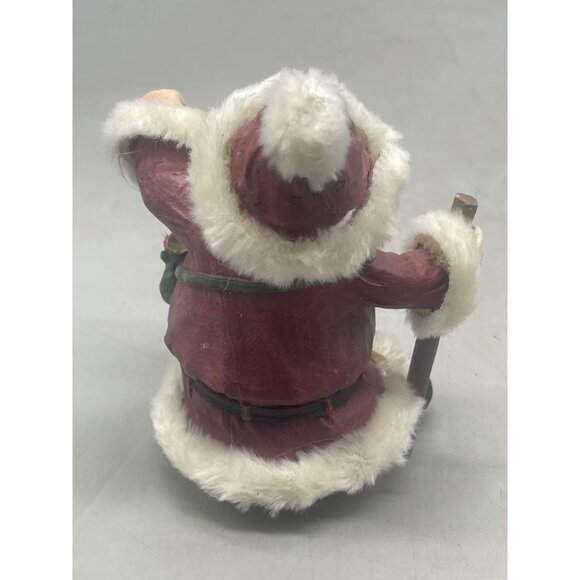 Christmas Santa figurine lantern bear toys staff foe fur red white 5.5" READ - Picture 5 of 8